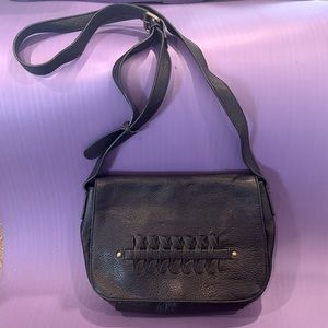 Lucky Brand Black Leather Adjustable Shoulder Bag Purse